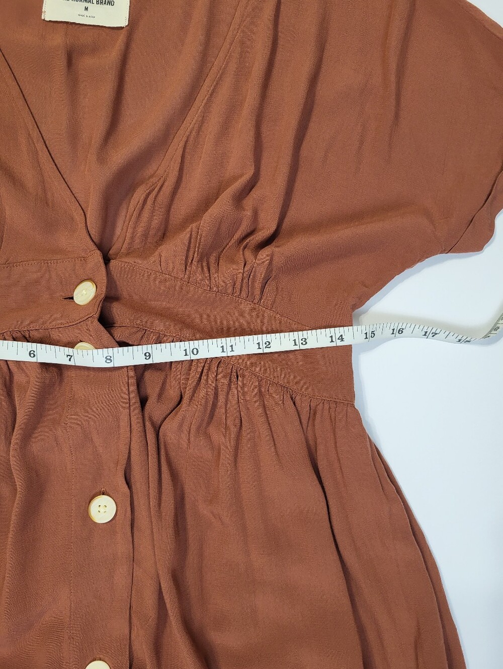 The Normal Brand Button Down Midi Dress Rust Brown NWOT Breezy Size Medium - Picture 5 of 7